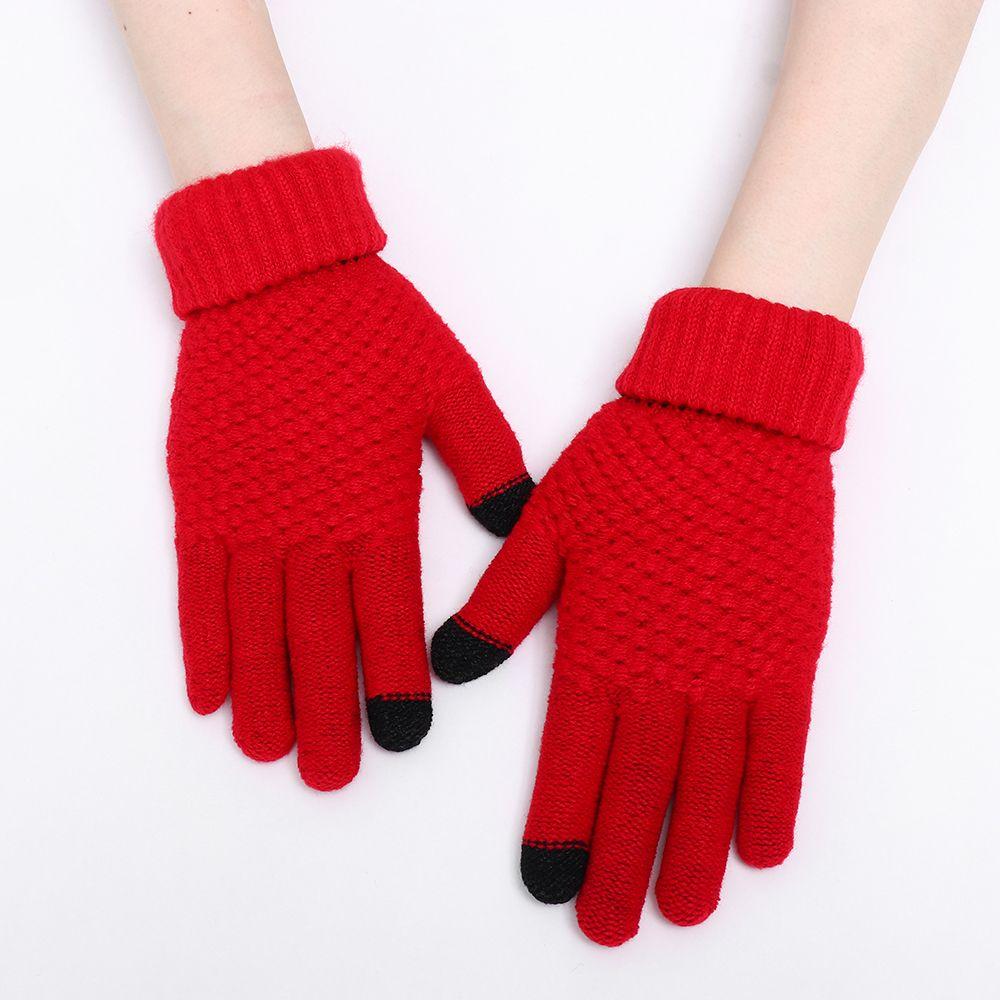 Imitation Cashmere Mittens Winter Warm Full Finger Women Gloves Knitted Wool Mittens Touch Screen