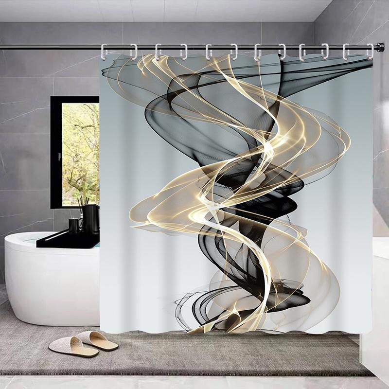4 шт., набор занавесок для душа с узором современного искусства с 12 крючками, нескользящие коврики, крышка для унитаза и коврик для ванной, водонепроницаемая занавеска для душа, ванная комната