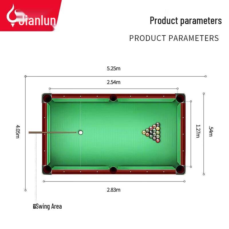 JEEANLEAN Black Eight 9ft Steel Frame Pool Table