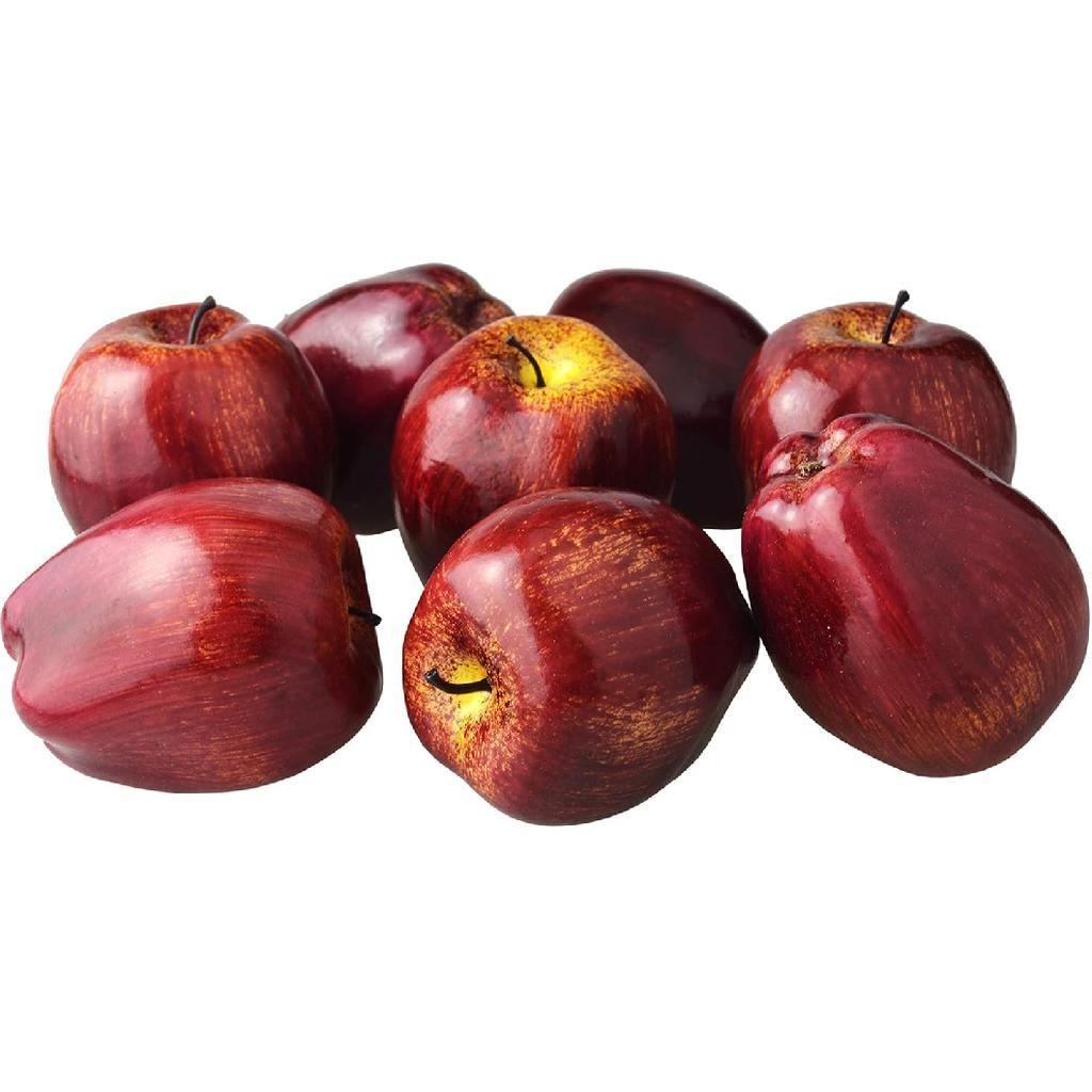 JEDFORE Fake Dark Red Apple Simulation Artificial Lifelike Plastic Red Delicious Apples Set Fake Fruit for Home House Kitchen Wedding Party