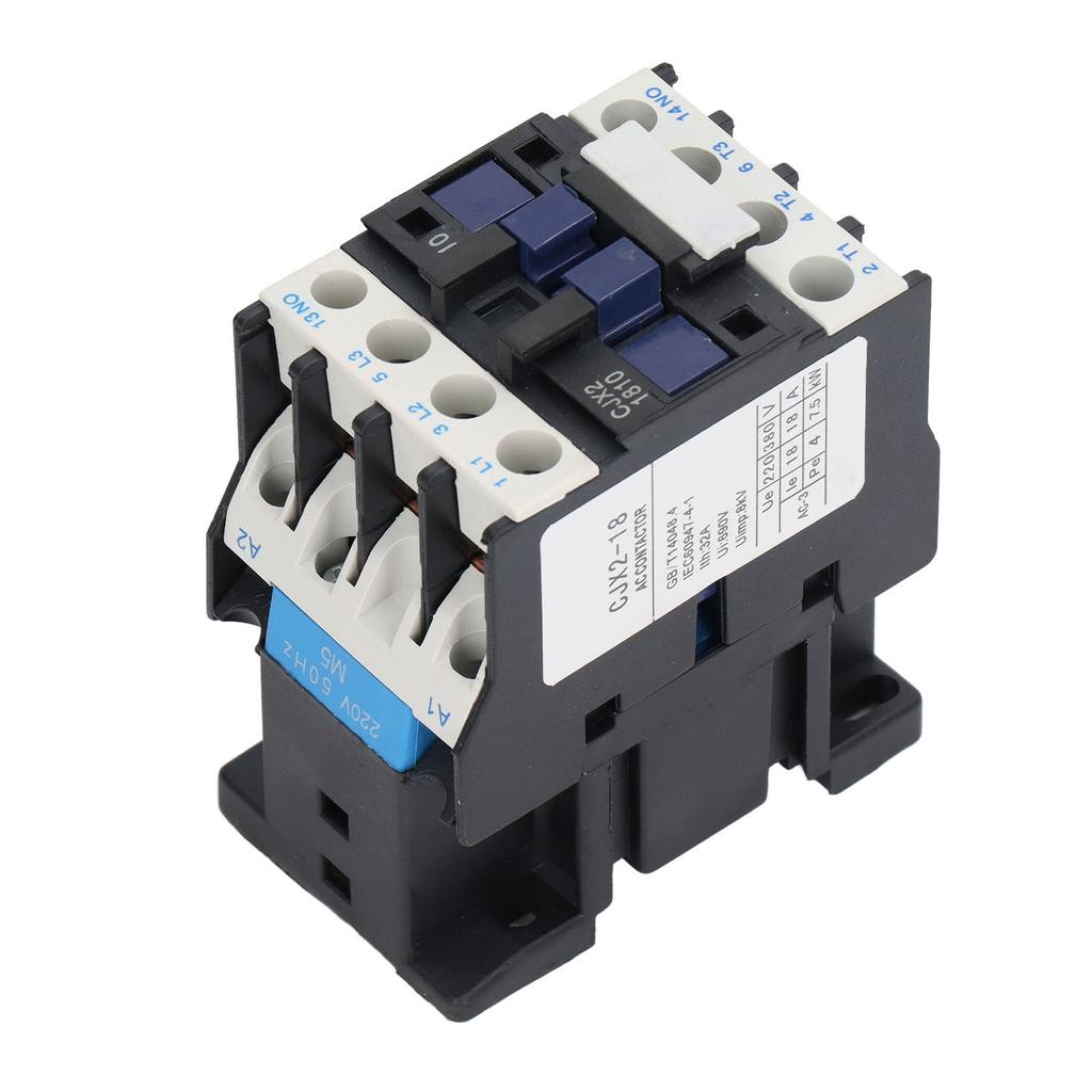 Контактор переменного тока 220 В 18 А, нормально разомкнутый, электрический контактор, серебряный сплав, винт M5 CJX2‑1810