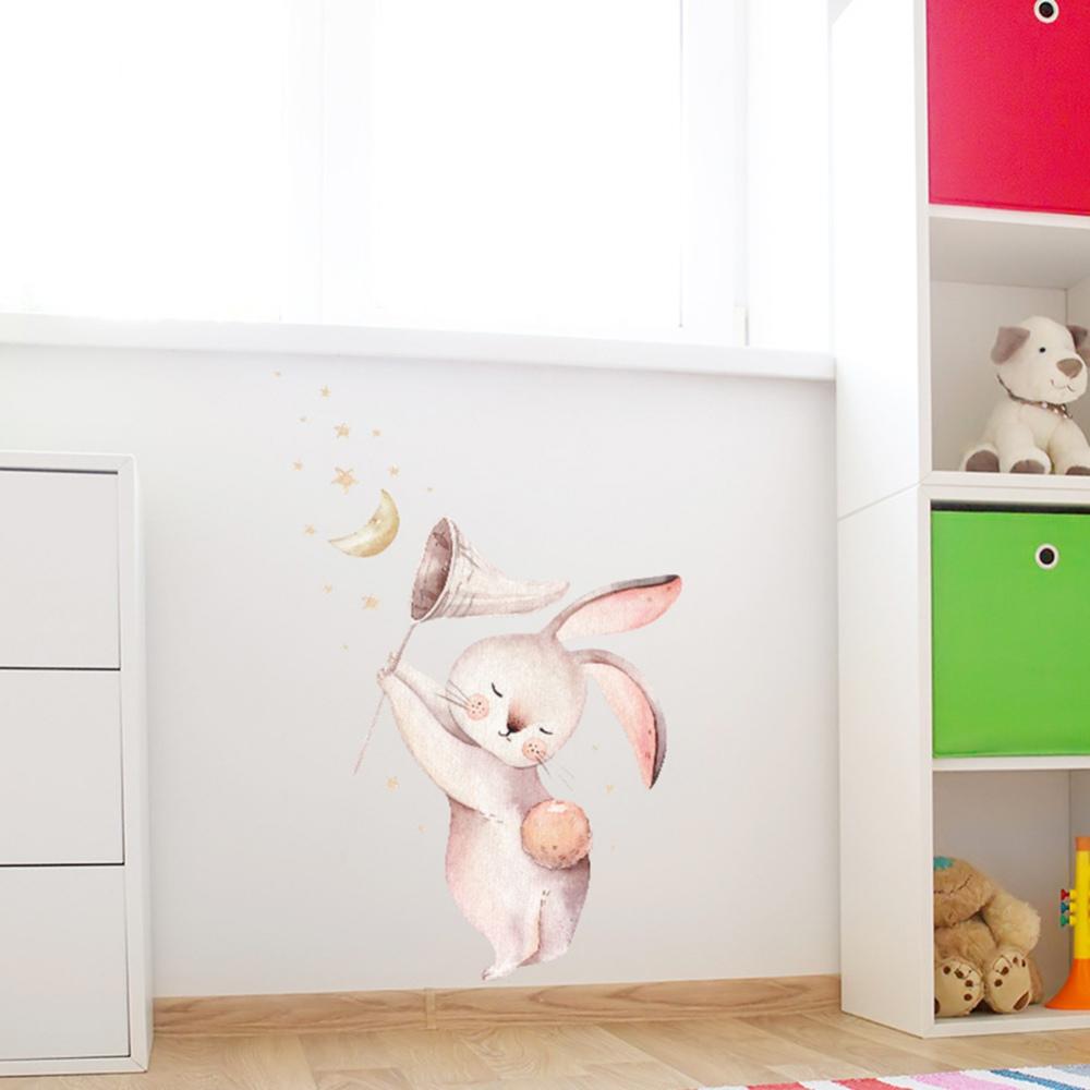 Wall Sticker Wall Decals Nursery Kids Room Cartoon Bunny Moon Star
