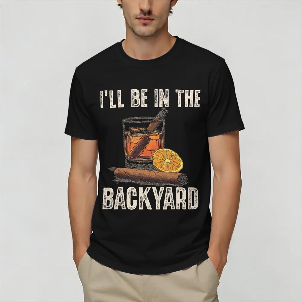 Vintage T Shirt Summer Be in The Backyard Funny Leisure T Shirts 100 Cotton Tee Shirt Y2K Basic Printed Short Sleeve Clothing