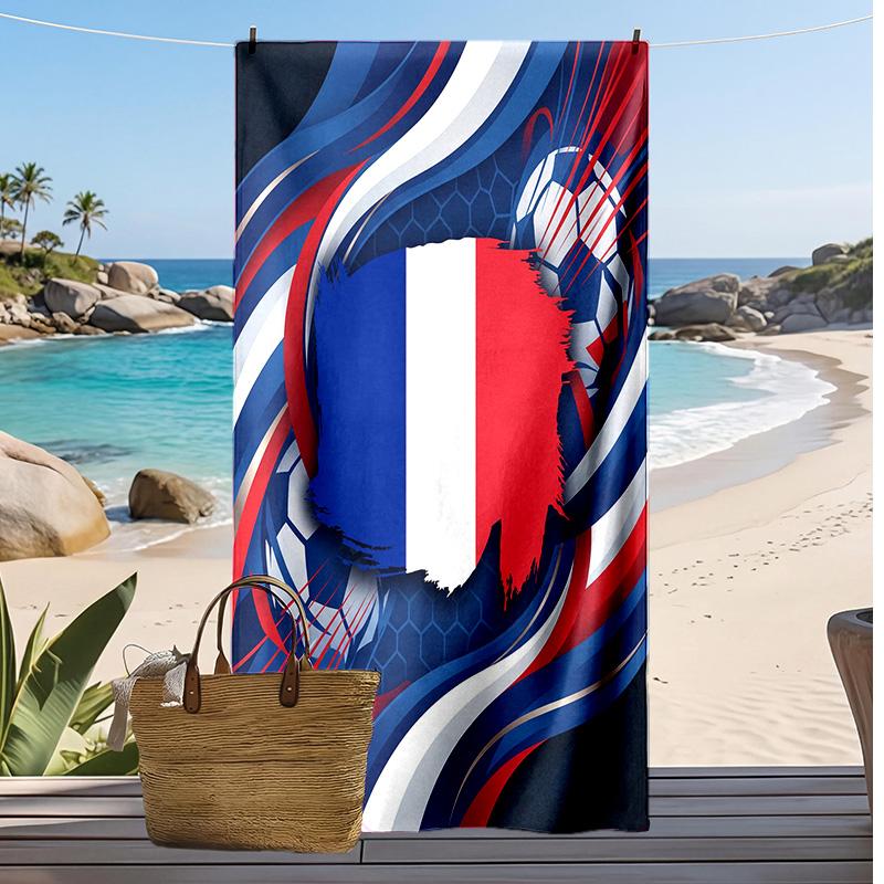 Пляжное полотенце с принтом France Football, быстросохнущее, супервпитывающее, мягкое банное полотенце для плавания, пляжа, путешествий, сувенир, подарок