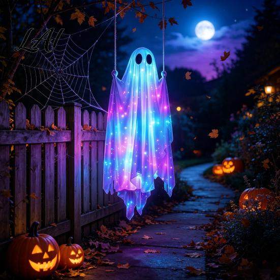 Breathing Story Yard Ornament Halloween Hanging Ghost Decoration Outdoor Swing for Haunted House Prop Porch Garden Weather Resistant Party