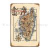 1951 Vintage Map Of Corsica France Gin Nek Shop Metal Sign Wall Decor Wall Decor Wall Cave Personalized Tin Sign Poster