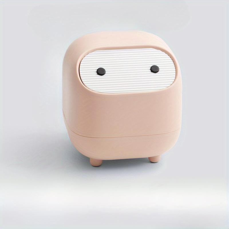 Мини настольная мусорка Ниндзя, Двухслойная, Нажимной тип, Крышка с тихим закрыванием, Прямоугольная, Прочный пластик, Компактное бытовое мусорное ведро с крышкой