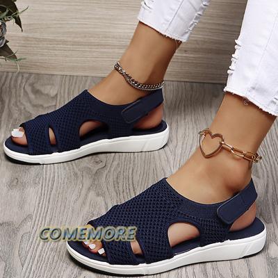 Летние женские сандалии Дышащие Эластичные Повседневные Женские Балетки Ремешок с Пряжкой Женские Пляжные Сандалии Женские Сетчатая Обувь Большой Размер 43