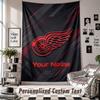 Wall Hanging Tapestry With Custom Name & Text, Detroit Red Wings Decorative Tapestry For Bedroom