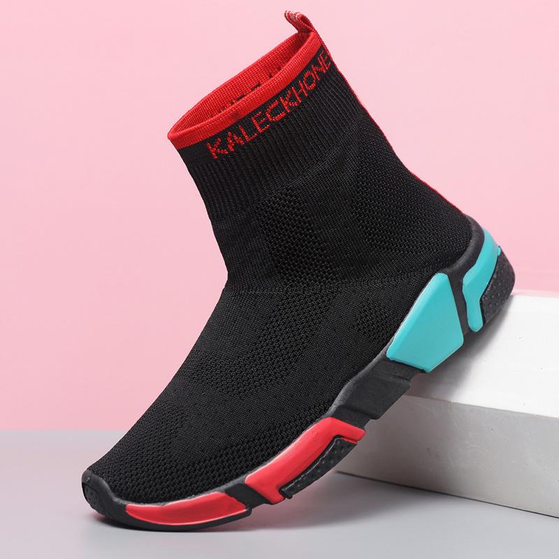 Эластичные носки туфли женские высокие повседневные спортивные туфли средней длины универсальные на толстой подошве вязаные короткие ботинки носки ботинки