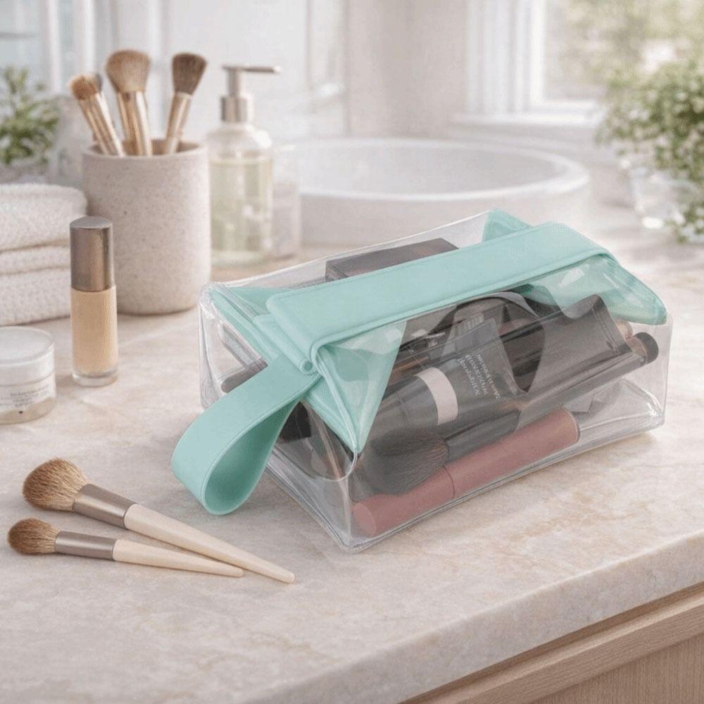Large Capacity PVC Makeup Bag Magnetic Closure Cosmetic Pouch Portable Clear Toiletry Bags Bath