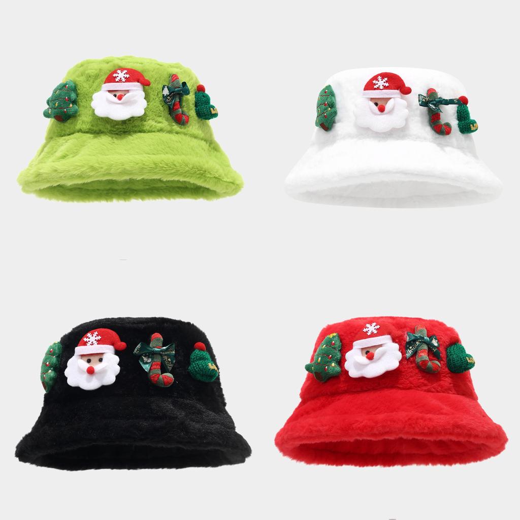 Winter Christmas Decor Fisherman Hat With Elf Theme For Casual Holiday Outfits