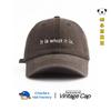 Embroidered Washed Linen Baseball Cap Unisex Vintage Style Flat Top Wide Brim Hat