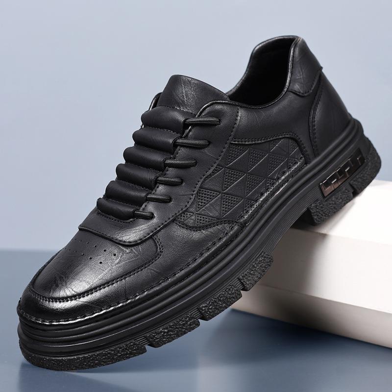 Fashion British Cow Leather Fashion Platform Sneakers for Men Spring Autumn Designer New Soft Bottom Casual Business Men's Dress Shoes