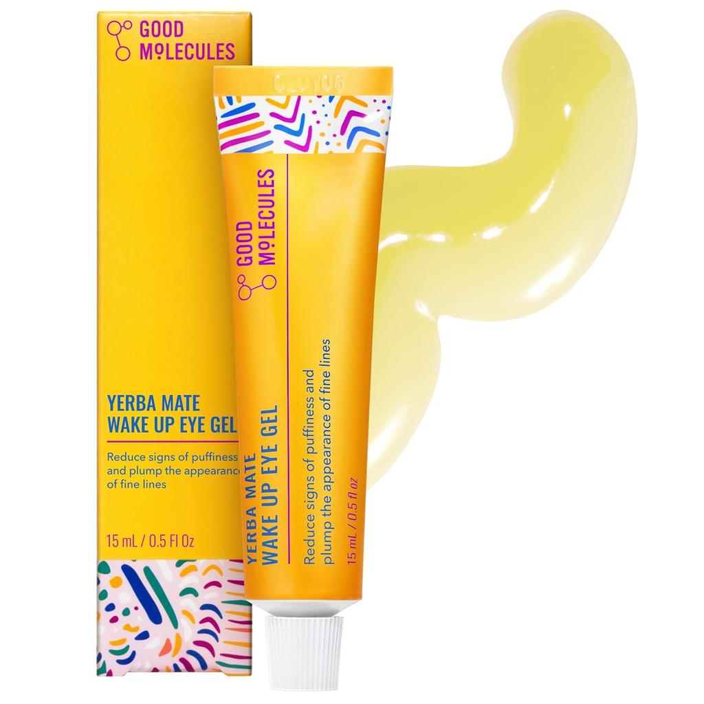 Good Molecules Yerba Mate Wake Up Eye Gel - Hydrating Under Eye Gel Cream with Hyaluronic Acid and Caffeine - Skin Care for Face