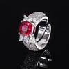Jewelry Emerald Ring Imitation Ruby Ring New Pink Zircon Ring Fat Square 8X8