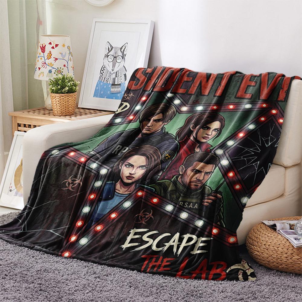 1PC Resident Evil Patterned Flannel Blanket Suitable For All Seasons For Home Decor Warmth And Comfort Gifts Holiday Present