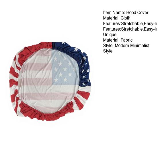 American Flag Car Hood Cover 63 X 47 Inch Stretchable Polyester Spandex Fabric Fits Most Cars Trucks SUVs with Small Decorative Flags Secure Clips