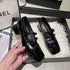 Fashion Design Sense Mary Jane Single Shoes Women's 2024 Autumn New Square Head Middle Heel Temperament Women's Single Shoes Platform