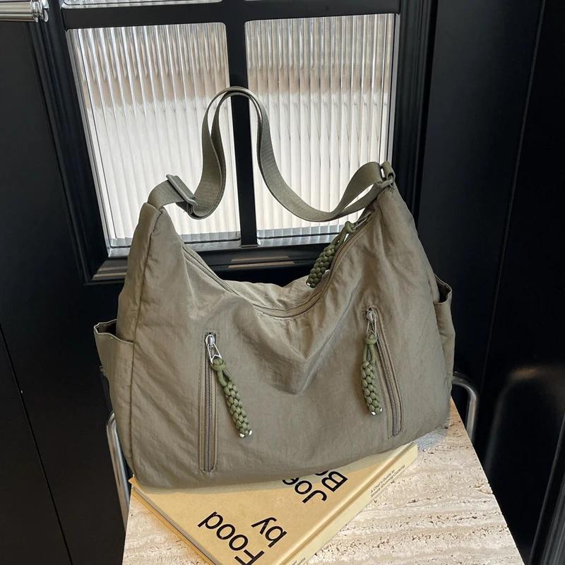 Новая повседневная универсальная косая кроссовая студенческая модная сумка через плечо большой вместимости, однотонная, холщовая