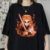 Hot Anime Rengoku Kyoujurou Print Short Sleeve T Shirts Men Women Shirts Summer Short Sleeved Loose Y2k Tops Size XXS-4XL
