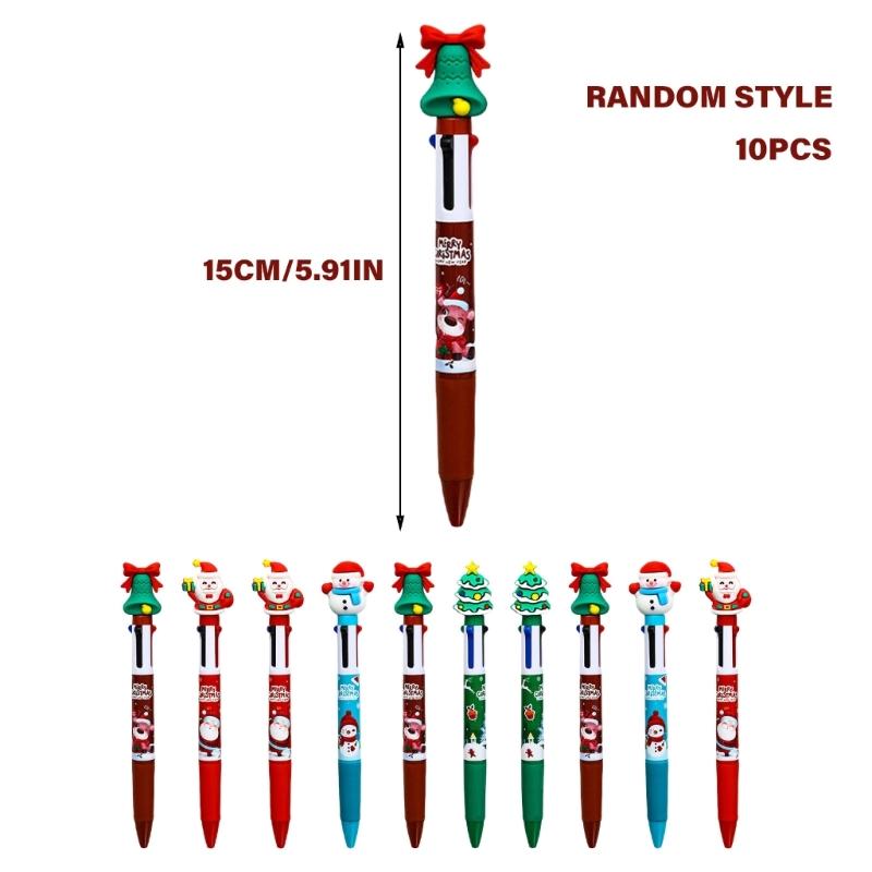 10 шт. Рождественская разноцветная шариковая ручка 4 цвета в 1 шариковая ручка выдвижная многоцветная ручка для студентов заметки