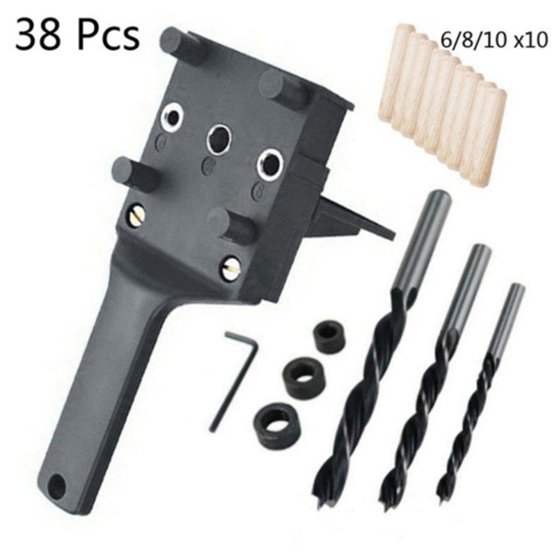 Hole Puncher Woodworking Dowel Jig Drill Handheld Woodwork Tool 1/8/38/41Pcs