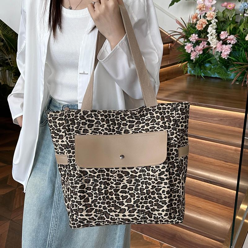Большая вместительная сумка через плечо с леопардовым принтом, женская сумка-тоут, большая сумка для покупок, дорожная сумка