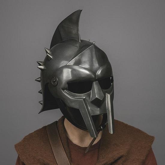 Blackened Maximus Roman Gladiator Helmet  Spaniard Style Armor Replica  Collectible Cosplay Helmet Halloween Gift