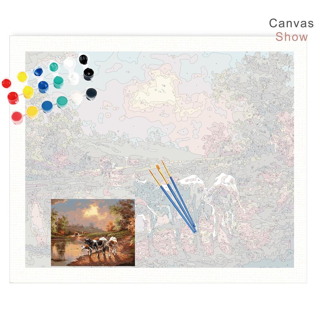 RUOPOTY Цифровая живопись Осенний пейзаж Wall Art Уникальный подарок DIY Рамка Украшение дома Ручная роспись Раскраска Гостиная