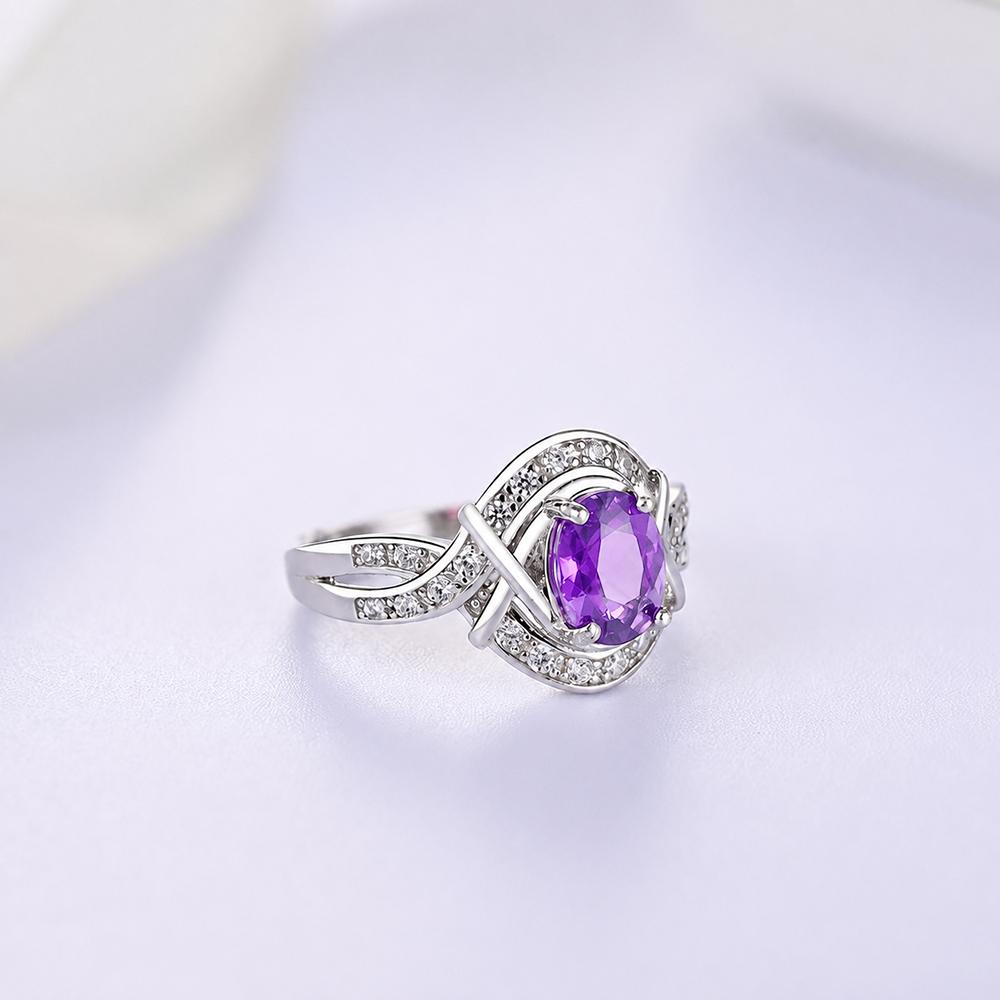 Elegant 925 Sterling Silver Ring With Natural Africa Amethyst Gemstone Fine Jewelry For Women Banquet Party Gift