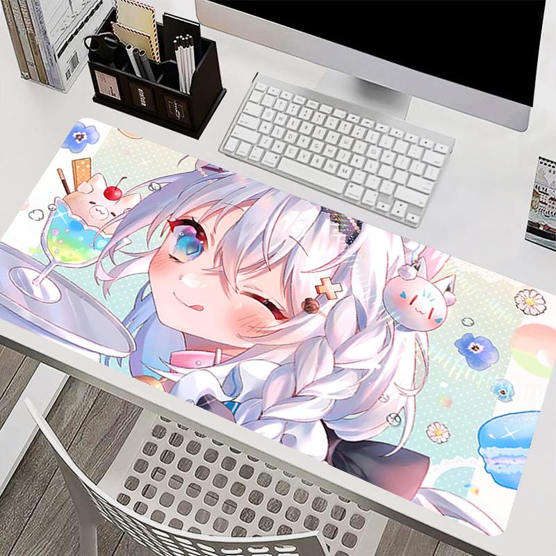 Rubber MousePad H-hololive Shirakami Fubuki Anime Mouse Pad Lock Edge Gamer Extended Desk Mat Gaming Accessories kawaii Mousepad