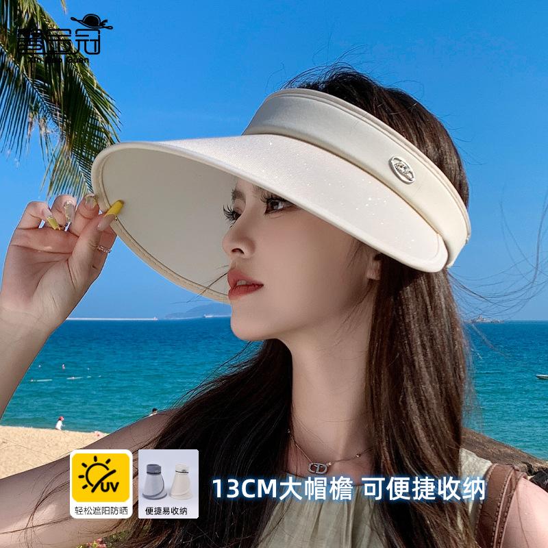 Летняя виниловая шляпа от солнца с широкими полями для защиты от солнца, шляпа от солнца для занятий спортом на открытом воздухе, шляпа с открытым верхом, детская модная универсальная шляпа от солнца