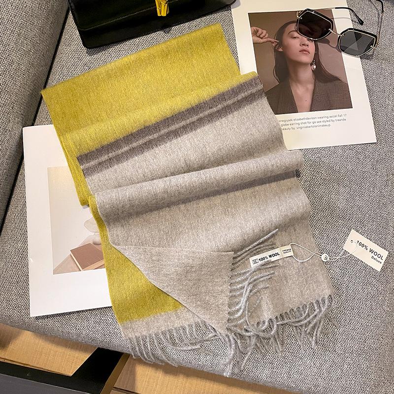 Small Wool Checkerboard Simple Winter Versatile Warm Scarf Female Scarf Student Style