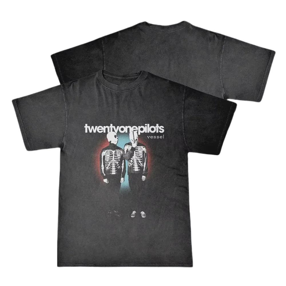 Vintage Casual T-Shirt Twenty One Pilots Band Women's Men Short Sleeve Oversized Rapper Hip Hop Punk Street Harajuku Cotton Tees