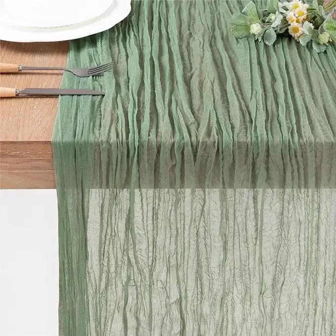 Дорожка для стола из нежно-голубой марли, 4 шт. в упаковке, винтажная деревенская марлевая дорожка для стола, украшение в стиле бохо на День Святого Патрика, Пасхальная свадьба