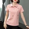 Новая рубашка в корейском стиле с воротником-стойкой и короткими рукавами, женская рубашка с воротником-поло, летняя рубашка