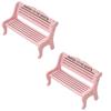 2Pcs Background Props Doll Chairs Wooden Mini Stool Garden Ornaments Small Bench  DIY House