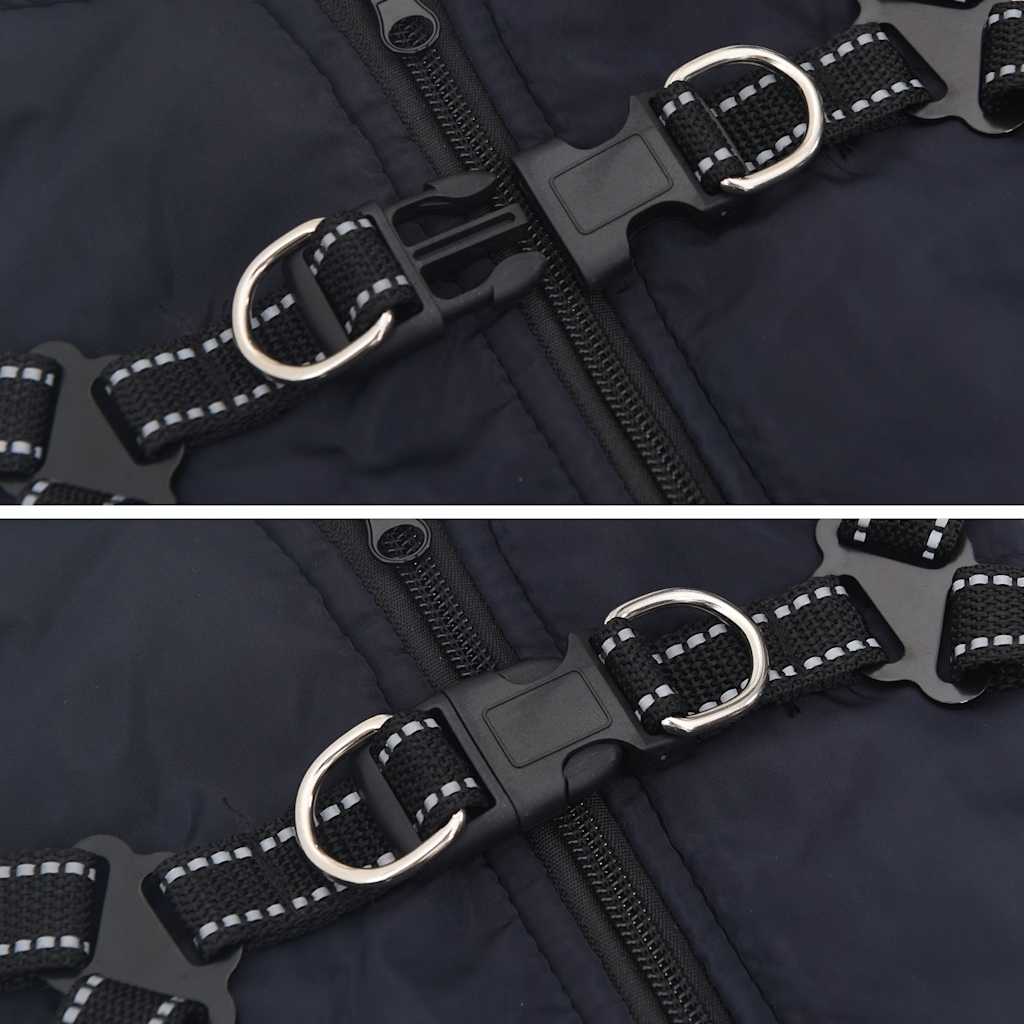 Dog Raincoat Harness Waterproof & Reflective Navy Blue Size L24