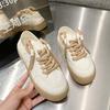 Two Women Wearing Thin Little White Shoes 2025 New Canvas Shoes Breathable Shoes with Skirts Half Drag and One Pedal Women's Shoes