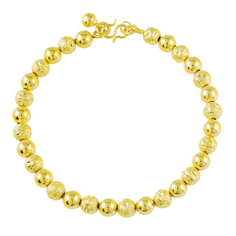 24K Plating Gold Bracelet Large And Small Buddha Beads Gold-Plated Fashion Bracelet, Suitable For Women'S Jewelry Gifts