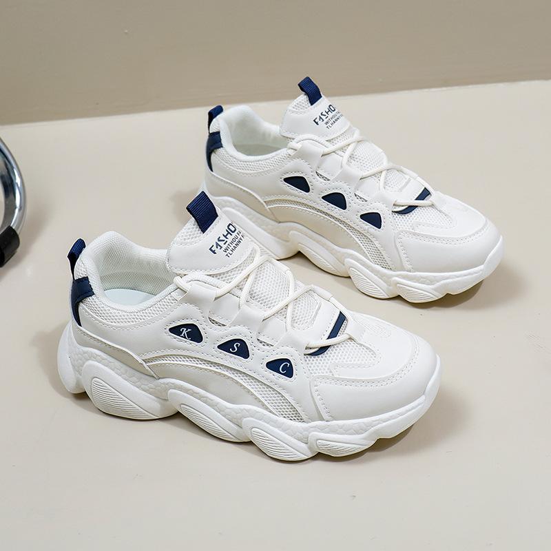 Женские кроссовки на платформе, нескользящая повседневная обувь из дышащей сетки, удобные кроссовки для бега на массивной шнуровке, спортивная обувь для тенниса для женщин
