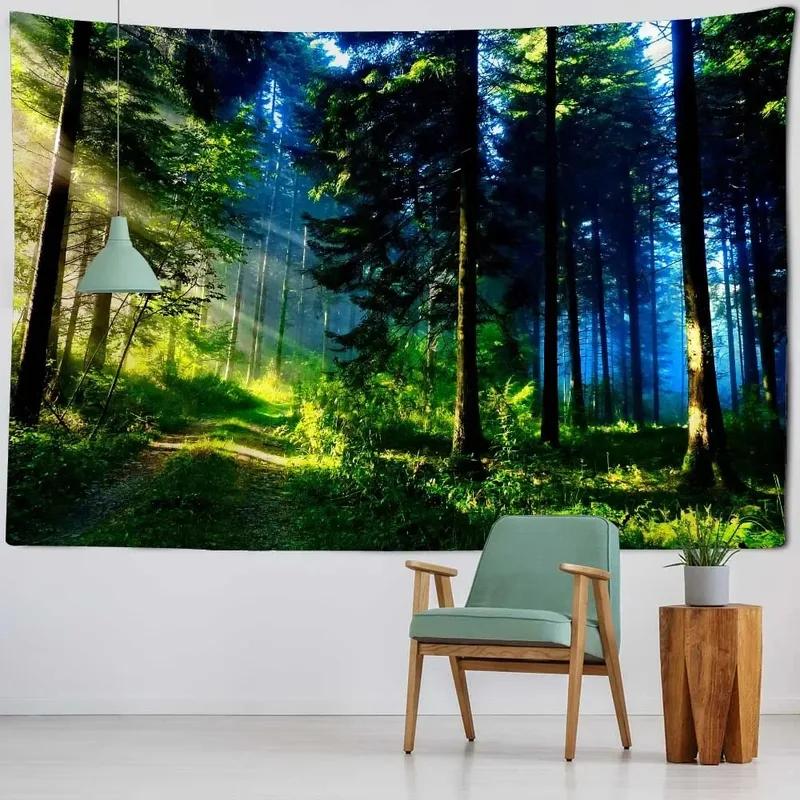Декоративный гобелен с лесным водопадом, декор для офиса, гостиной, настенный гобелен для дома