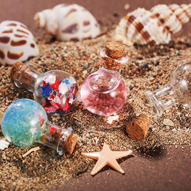 10X Small Glass Bottles Miniature Potion Bottle Mini Cork Glass Vials Wedding