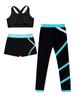 Kids 3 Piece Dance Outfit Tracksuit Girls Cross Nack Tank Sport Bra with Yoga Pants Leggings Ballet Shorts Set