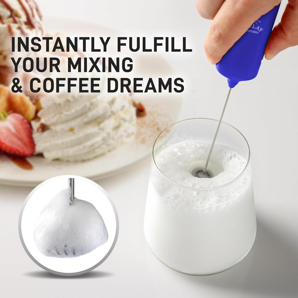 Mini & Mighty Milk Frother Wand – Powerful Handheld Coffee Frother, Battery Operated Drink Mixer – Compact Pocket Size – Detachable Whisk for