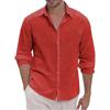 Men's Hawaii  Summer New Loose Solid Long Sleeve Shirt Cardigan Beach Shirt