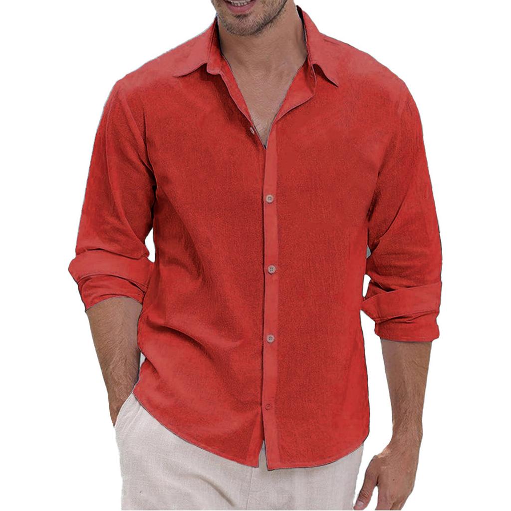 Men's Hawaii  Summer New Loose Solid Long Sleeve Shirt Cardigan Beach Shirt