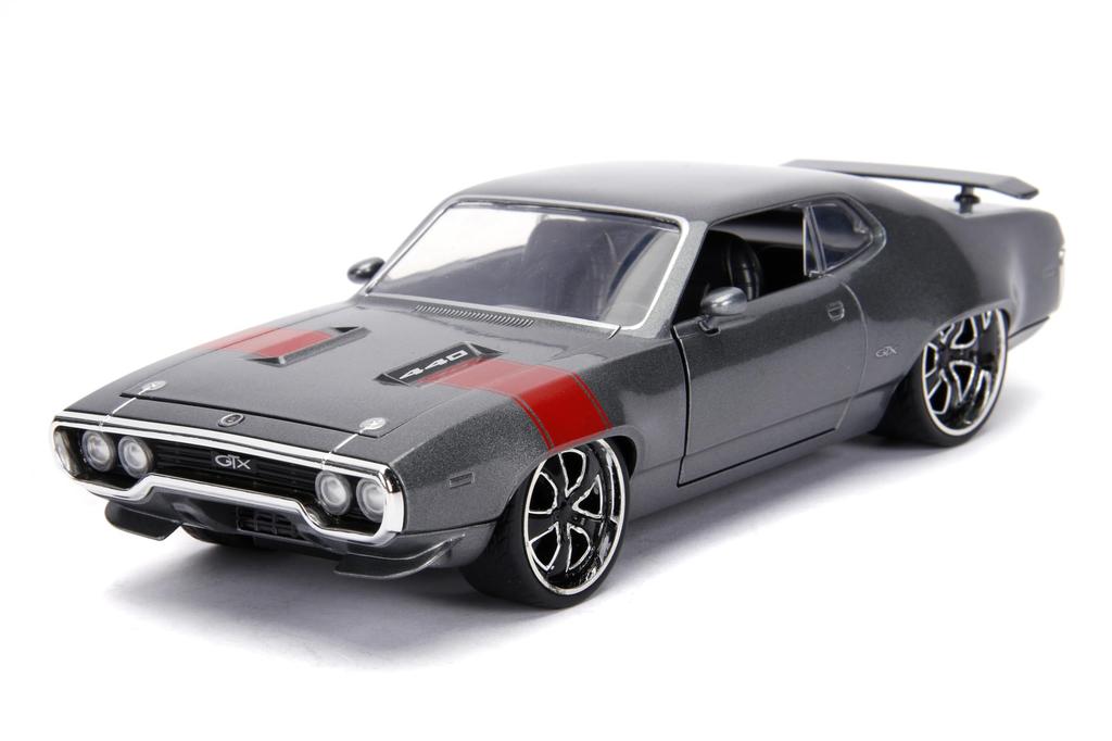 1972 Plymouth GTX 440 Metallic Gray with Red Stripe Bigtime Muscle Diecast Model Car by Jada 30530 1/24
