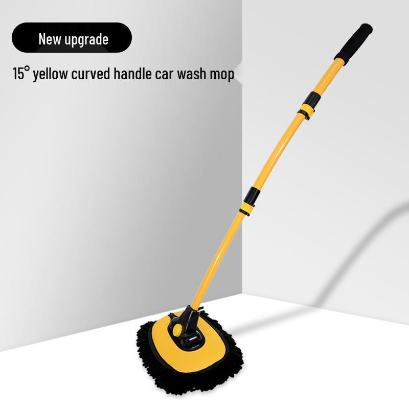 Retractable Car Wash Mop with Soft Bristles - Curved Rod Cleaning Brush.